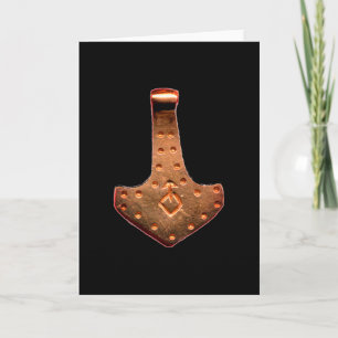 Kupfer Thor Hammer schwarze Grußkarte Karte