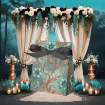 Kupfer Türkis Blume und Reben