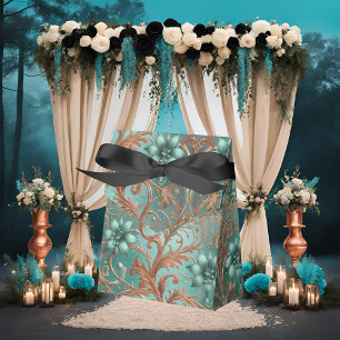 Kupfer Türkis Blume und Reben Geschenkschachtel