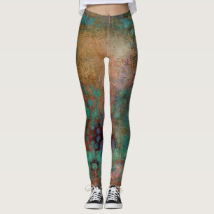 Kupfer, Türkis und Magenta Abstrakt Leggings
