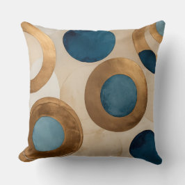 Kupfer und blaue Kreise und Ringe Kissen
