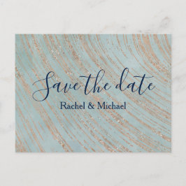Kupfer und Blauer Marmor Save the Date Ankündigungspostkarte