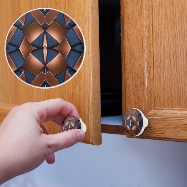 Kupfer und blaues Muster Keramikknauf (Von Creator hochgeladen)