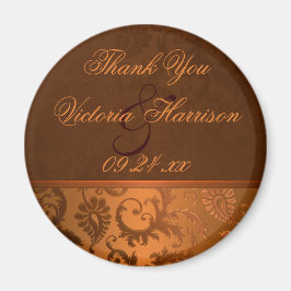 Kupfer und braune Damask Hochzeitsmagazin Magnet