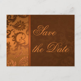 Kupfer und braune Damaske Save the Date Postkarte