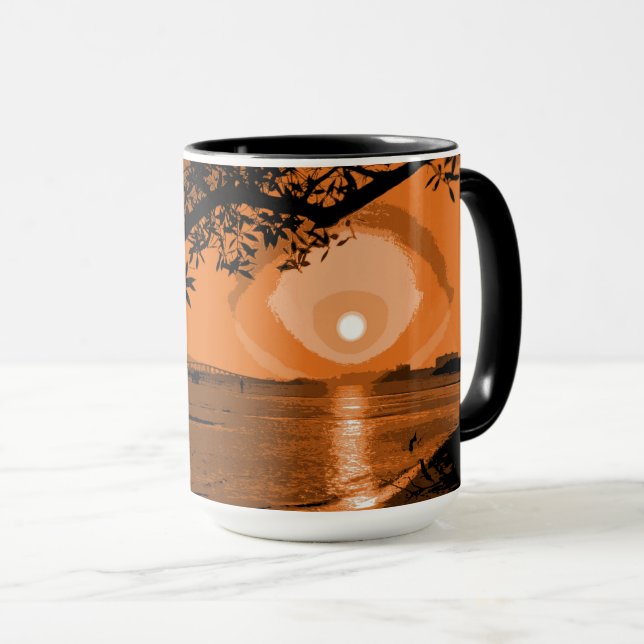 Kupfer und dunkelorange Sonnenuntergänge Tasse (VorderseiteRechts)