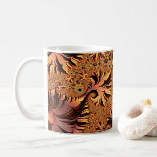 Kupfer und Gold Herbstfarbene Blätter Fraktal Art Tasse