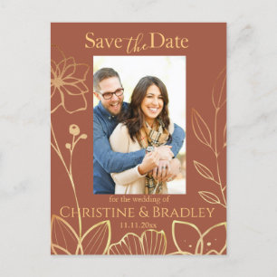 Kupfer und Gold Save the Date Foto Postkarte