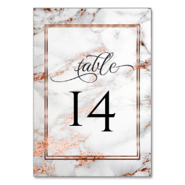 Kupfer und Marmor Hochzeit kühne Eleganz Tischnummer