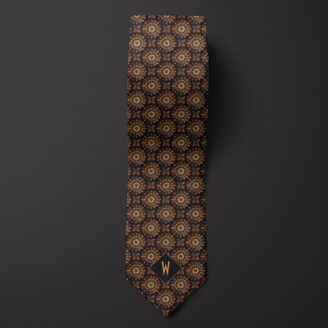 Kupfer- und schwarzes Mandala-Monogramm Krawatte (Von Creator hochgeladen)