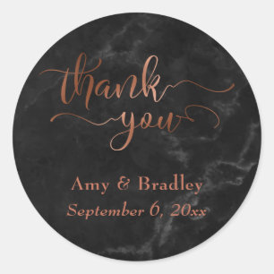 Kupfer Vielen Dank, dass Sie über schwarzen Marmo Runder Aufkleber