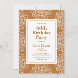 Kupfer & White Mandala Blume 60. Geburtstag Einladung