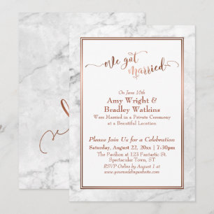 Kupfer Wir haben Weiße Marmor Hochzeit gefeiert Einladung