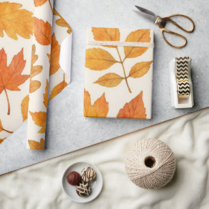 Kupferblatt-Aquarell-Herbstblätter Geschenkpapier