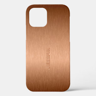 Kupferbraun Metallic Gebürstetes Aluminium Look Ca iPhone 12 Hülle