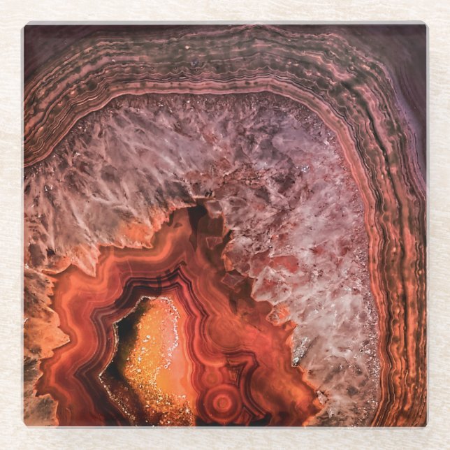 Kupferbronze Agate Mineral Gemstone Glasuntersetzer (Vorderseite)