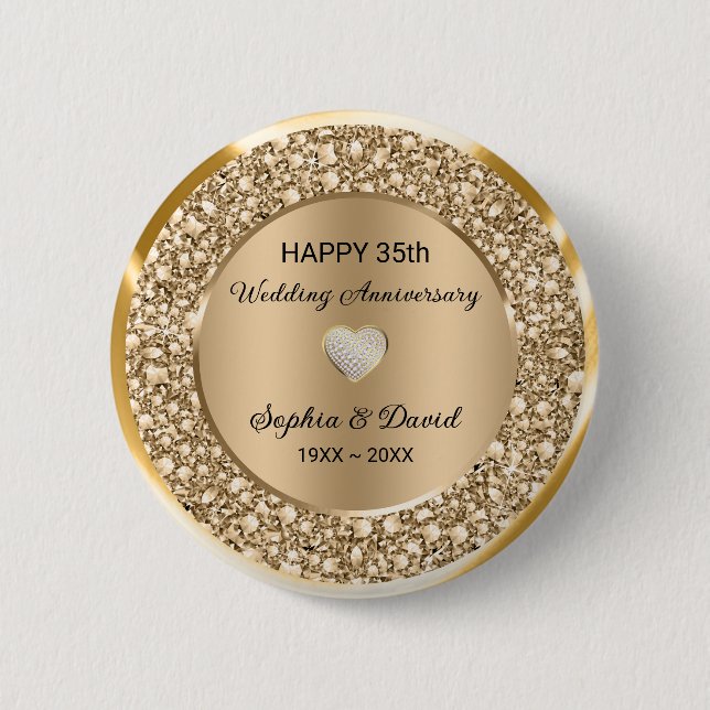 Kupferdiamanten Hochzeitstag Button (Vorderseite)