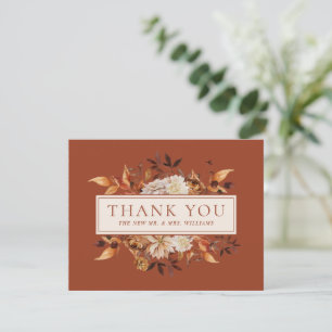 Kupferfall Terrakotta-Blätter Florales Dankeschön Karte