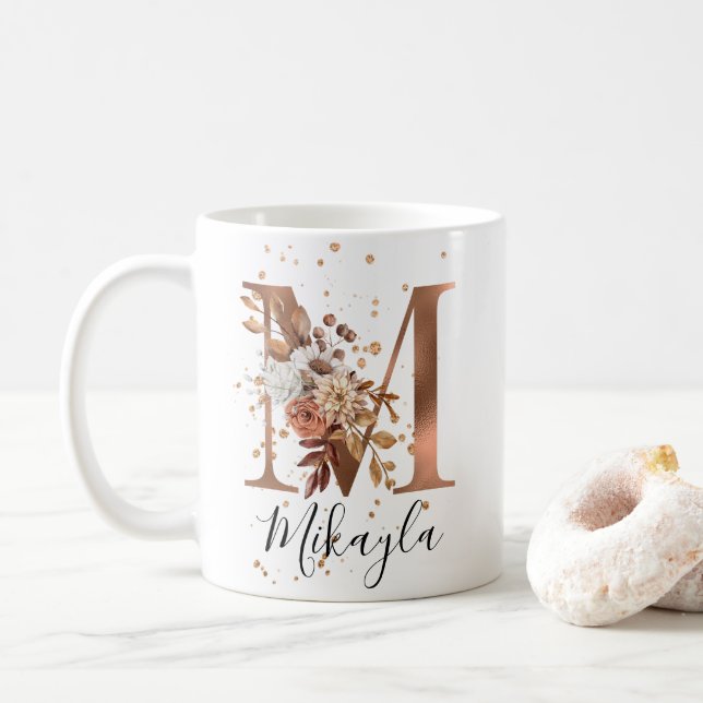 Kupferflorbrief M Monogram Tasse (Mit Donut)