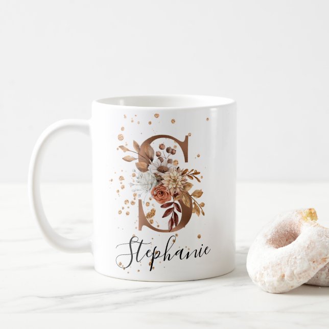 Kupferflorbrief S Monogram Tasse (Mit Donut)
