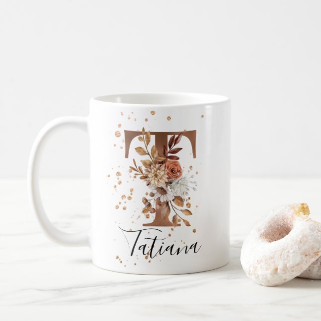 Kupferflorbrief T Monogram Tasse (Mit Donut)