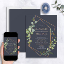 Kupfergeometric Eucalyptus Blue Elegante Hochzeit