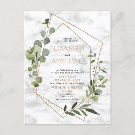 Kupfergeometric Greenery Marble Postcard Wedding Ankündigungspostkarte