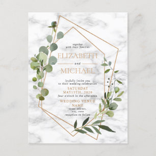 Kupfergeometric Greenery Marble Postcard Wedding Ankündigungspostkarte