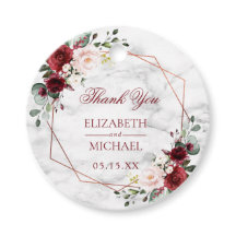 Kupfergeometrische Burgundy-Marmor Elegante Hochze