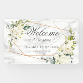 Kupfergeometrische Hochzeit aus weißem Marmor Banner