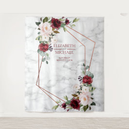 Kupfergeometrischer Burgundy-Marmor Wandteppich