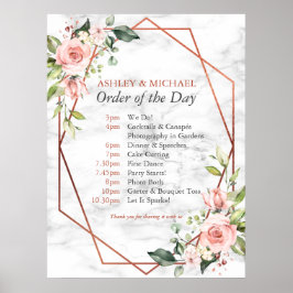 Kupfergeometrischer Marmor Rosa Blumenorden Poster