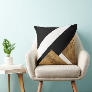 Kupfergold Geometric Schwarz-weiß Kissen