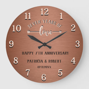 Kupferhochzeit Glücklicher 7. Hochzeitstag Große Wanduhr