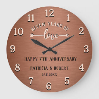 Kupferhochzeit Glücklicher 7. Hochzeitstag Große Wanduhr