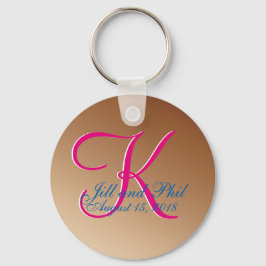 Kupferhochzeit Monogram Brown P:ecan Großer Wert Schlüsselanhänger
