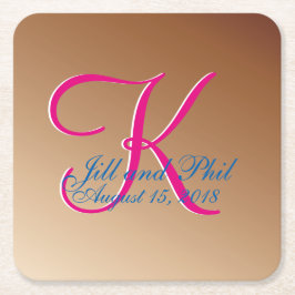 Kupferhochzeitmonogramm Rechteckiger Pappuntersetzer