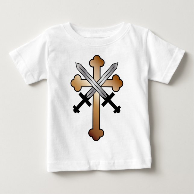 Kupferkreuz mit überquerten Schwertern Baby T-shirt (Vorderseite)