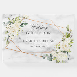 Kupfermarmor Geometric White Floral Wedding Gästebuch