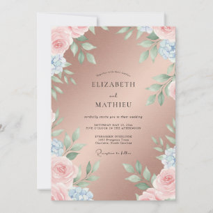 Kupferne Hochzeit mit Blütenblatt Einladung