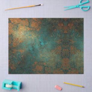 Kupferne Vintage-Ephemera mit beschädigter Patina  Seidenpapier