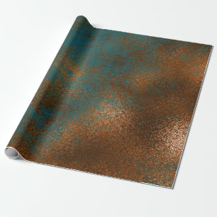 Kupferner blauer Patina-metallischer Geschenkpapier