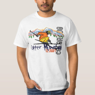 Kupferner Gebirgsskiier Aufzug-Wertt-stück T-Shirt