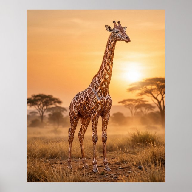 Kupferner Giraffenuntergang Poster (Vorne)