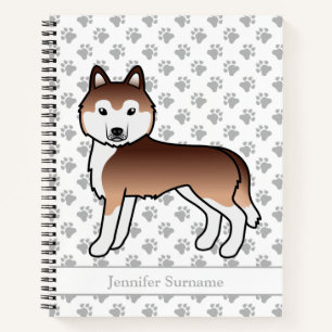 Kupferner Siberian Husky Cartoon-Hund & Text Notizbuch