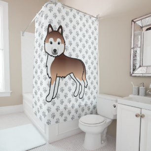 Kupferner Siberian Husky Süßer Cartoon-Hund Duschvorhang