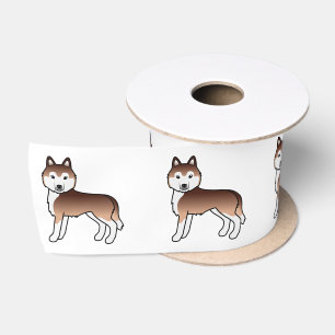 Kupferner Siberian Husky Süßer Cartoon-Hund Satinband