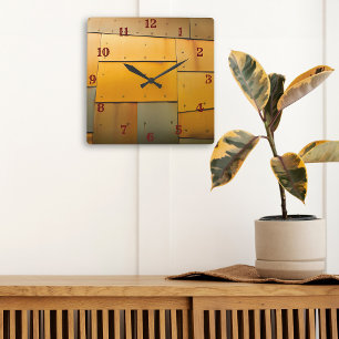 Kupfernes Messingblech Metall Abstrakt Quadratische Wanduhr