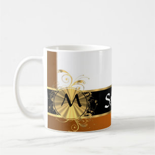 Kupfernes Schwarz- und Goldmonogramm Tasse