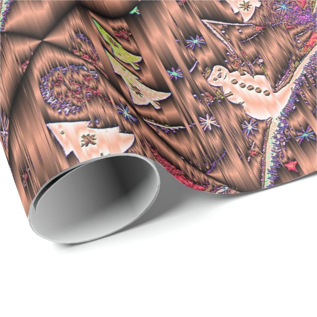 Kupfernes Steampunk Baum-MetallVintager Snowman Geschenkpapier (Rolleneckpunkt)